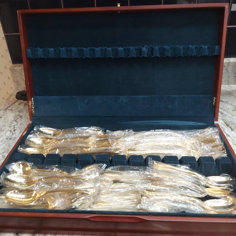 Rogers Gold Plated Flatware Service for 16 Brand-New